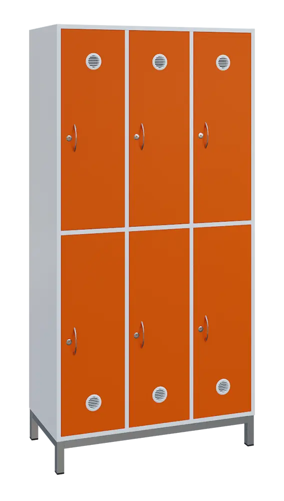 SBS-2233 šatní skříň 6-boxová, 1800x900x400 mm, kovové nohy, korpus bílý, dvířka pomeranč